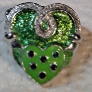 Green Heart Sparkle Ring for Women